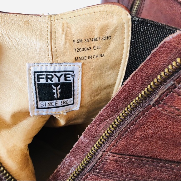 Frye | Anna Gore Biker Buckle Boot Sz 9.5 brown leather with buckles woman's - Picture 9 of 9